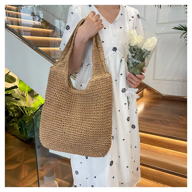 New Commuter Woven Bag Large Capacity Beach Style Straw Bag — feature 14