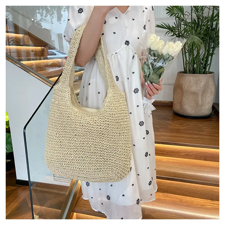 New Commuter Woven Bag Large Capacity Beach Style Straw Bag — feature 17