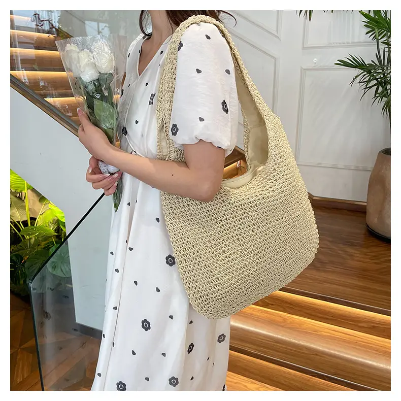 New Commuter Woven Bag Large Capacity Beach Style Straw Bag — feature 21