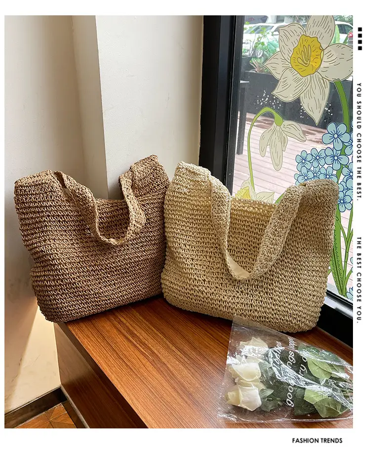 New Commuter Woven Bag Large Capacity Beach Style Straw Bag — feature 3