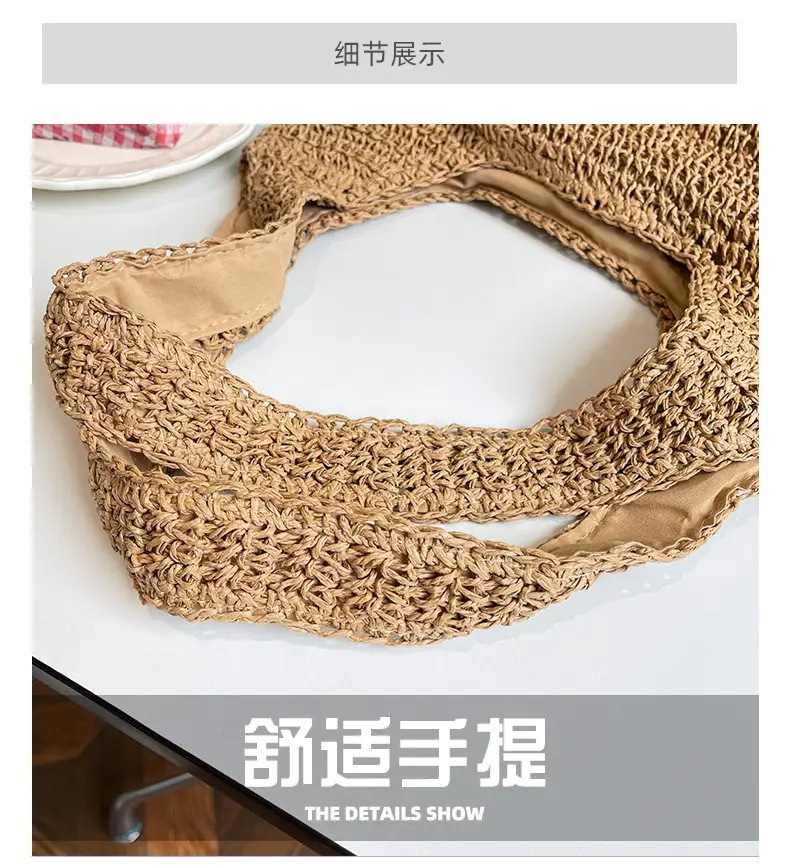 New Commuter Woven Bag Large Capacity Beach Style Straw Bag — feature 6
