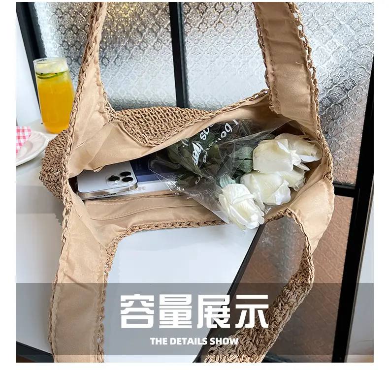 New Commuter Woven Bag Large Capacity Beach Style Straw Bag — feature 8