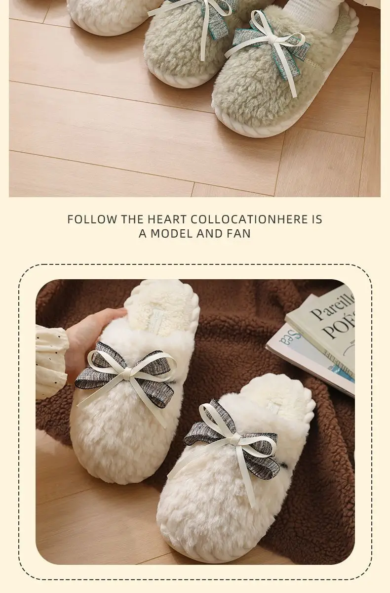 Winter Women's Soft Cotton Bow Slippers — feature 11