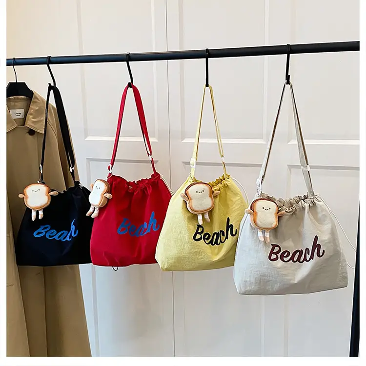 Red Textured Shoulder Bag with Cute Bear Design — feature 9