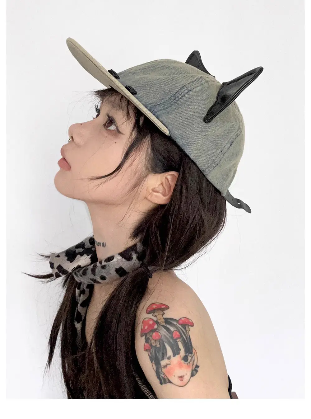 Women Cat Ear Wash Denim Baseball Cap Summer Niche — feature 12