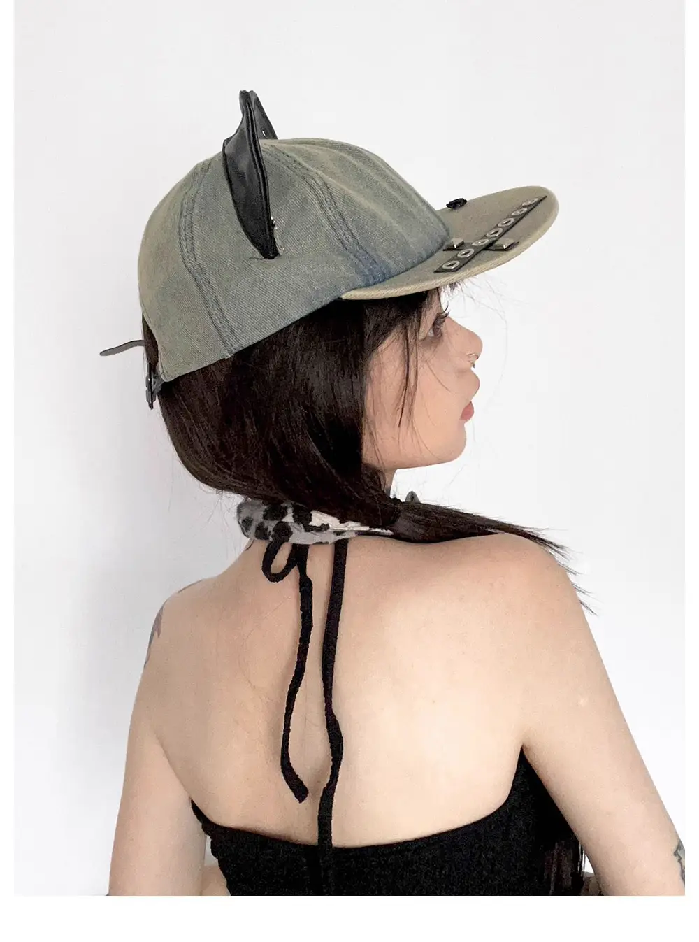 Women Cat Ear Wash Denim Baseball Cap Summer Niche — feature 15