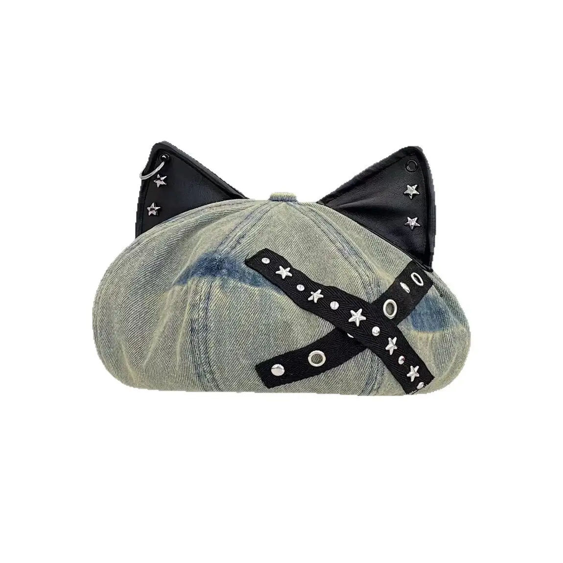 Women Cat Ear Wash Denim Baseball Cap Summer Niche - Image 2