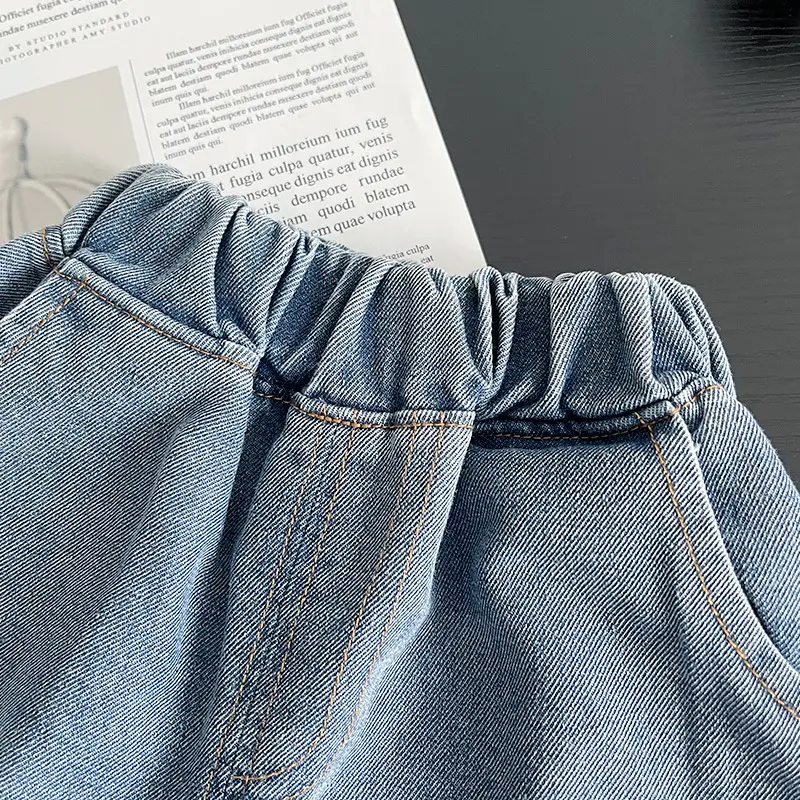 Boys Wash Ink Denim Shorts Short Sleeve Suit — feature 13