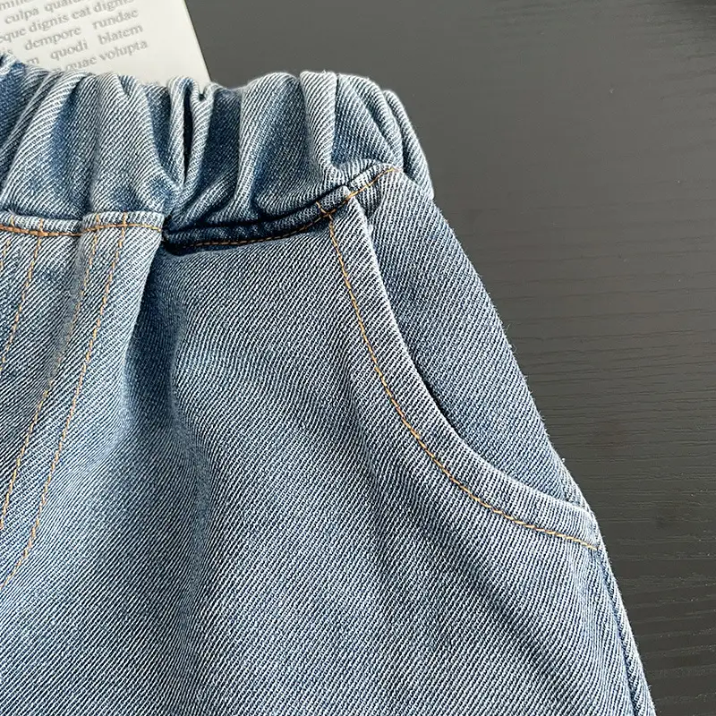 Boys Wash Ink Denim Shorts Short Sleeve Suit — feature 14