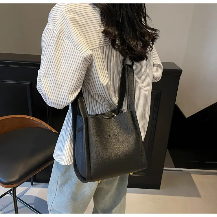 Women's Brown Leather Bucket Bag Shoulder Bag Casual Trendy — feature 18