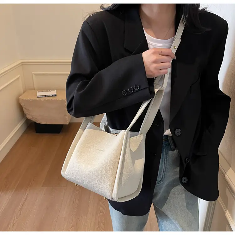 Women's Brown Leather Bucket Bag Shoulder Bag Casual Trendy — feature 20