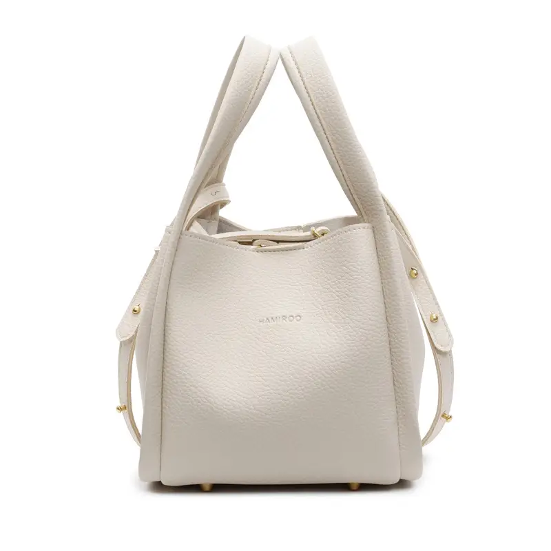 Women's Brown Leather Bucket Bag Shoulder Bag Casual Trendy - Image 3