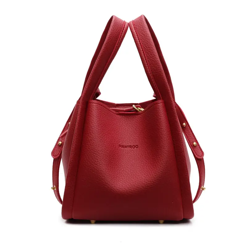 Women's Brown Leather Bucket Bag Shoulder Bag Casual Trendy - Image 5