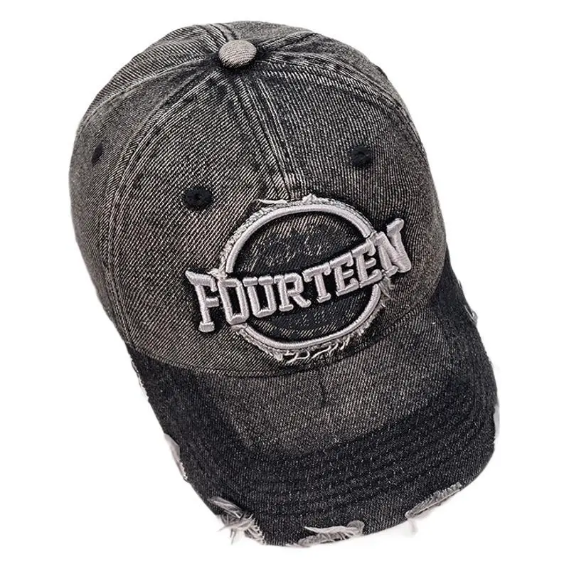 Retro Gray Baseball Cap with Sunshade & Embroidery for Women - Image 9