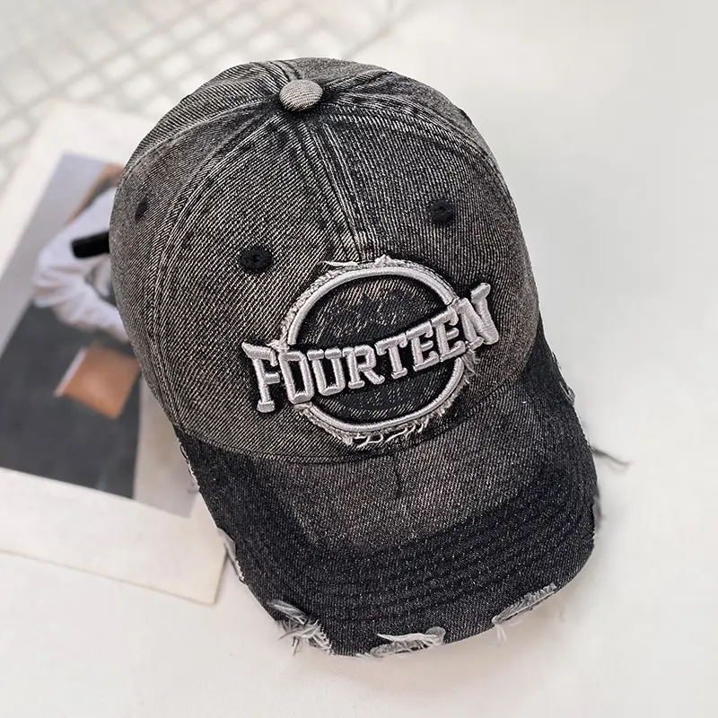 Retro Gray Baseball Cap with Sunshade & Embroidery for Women — feature 22