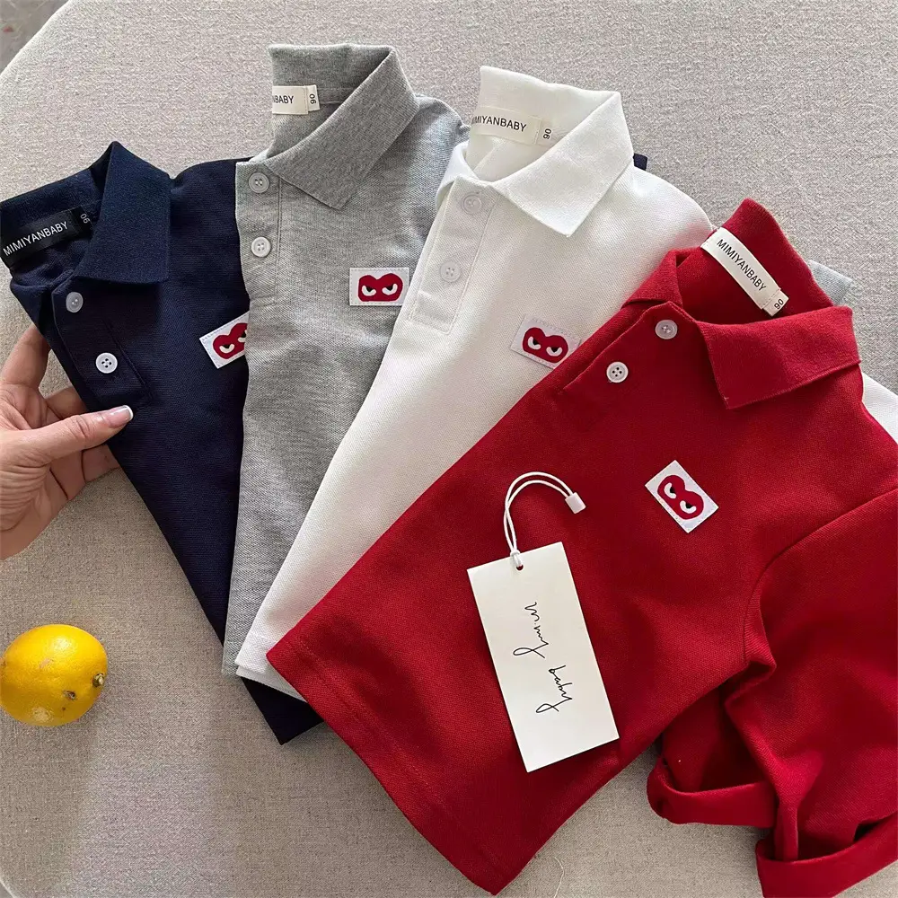 Children's Long Sleeve Polo T-Shirt with Heart Embroidery — feature 16
