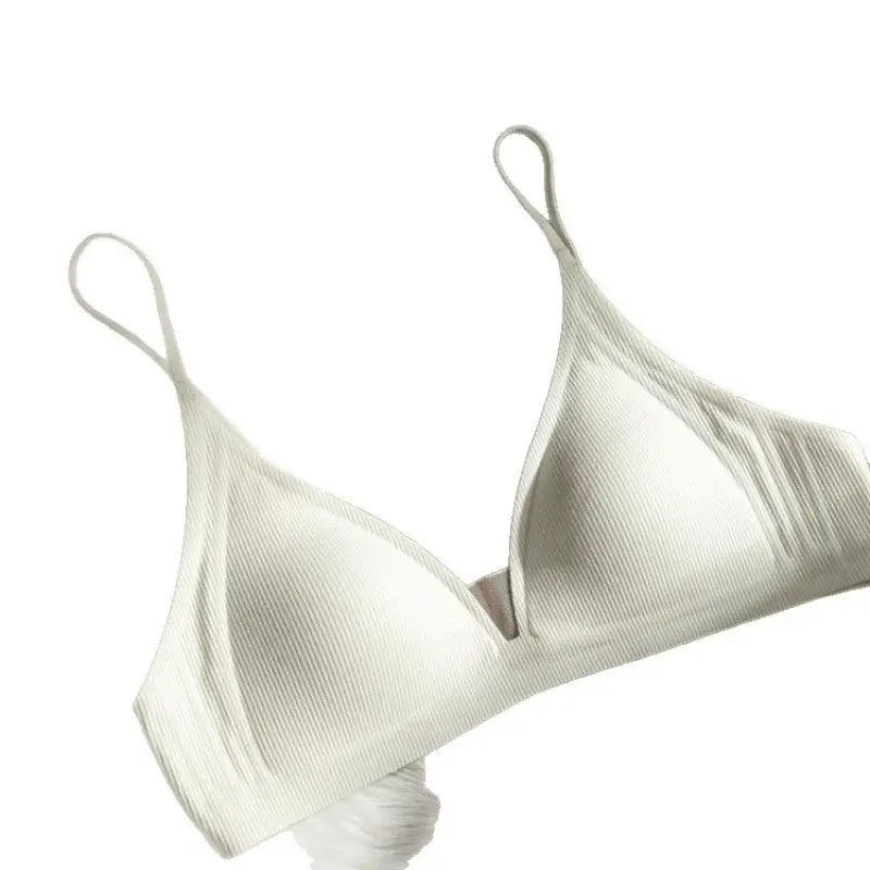 French Deep V Triangle Cup Intimates for Girls Without Rims 2025 Hot Style Beautiful Back Seamless Push-Up Summer Thin Bra