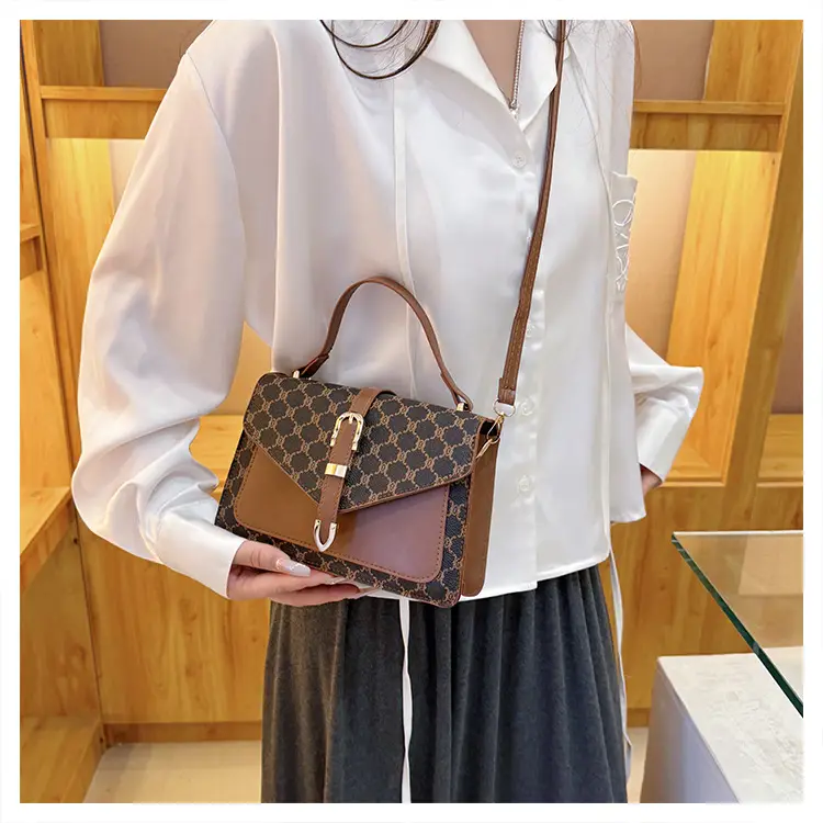 Women's Plaid Shoulder Crossbody Bag Brown White 2025 — feature 14