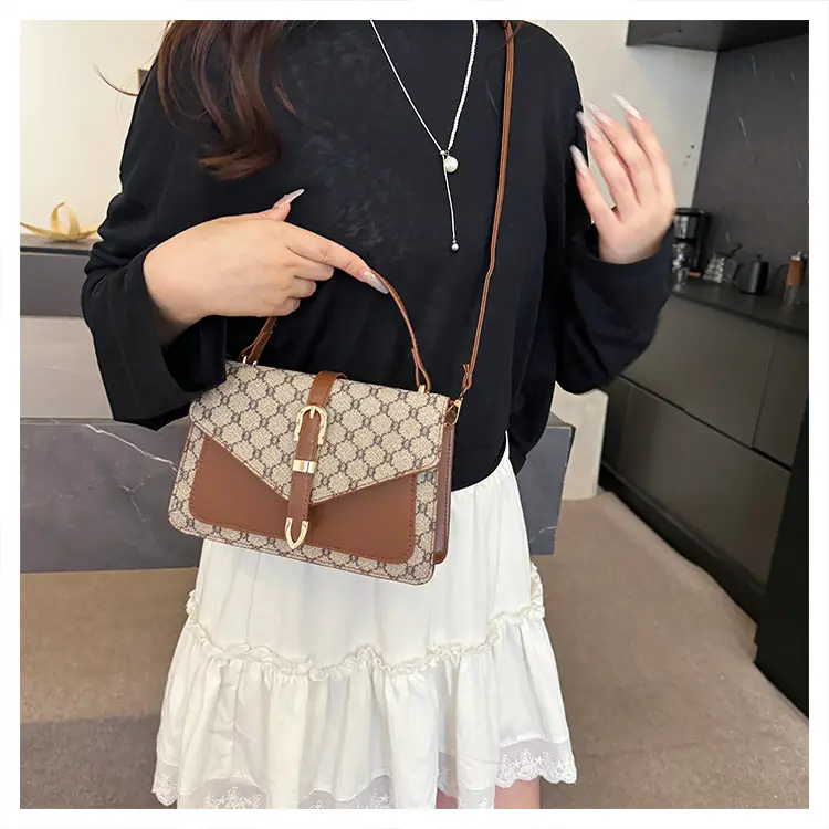 Women's Plaid Shoulder Crossbody Bag Brown White 2025 — feature 19