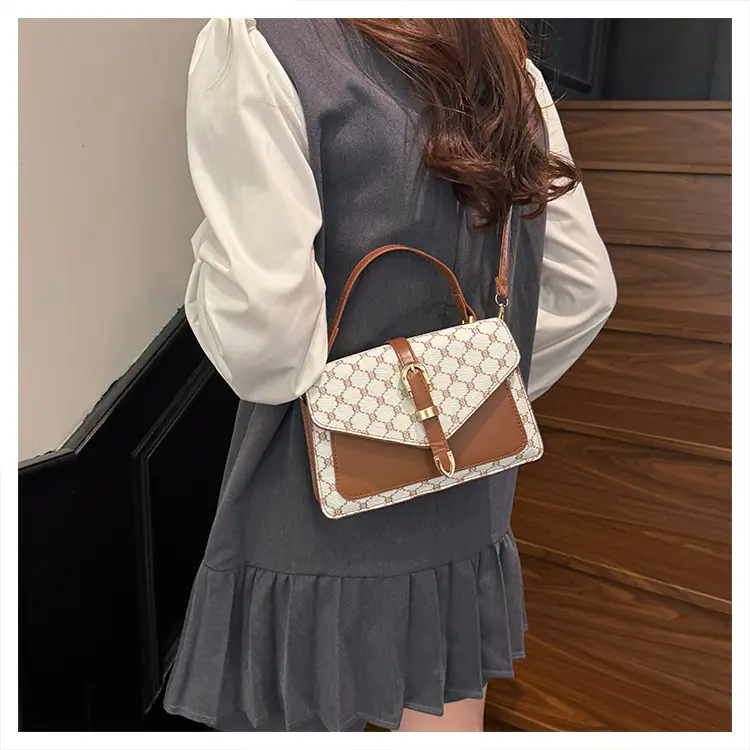 Women's Plaid Shoulder Crossbody Bag Brown White 2025 — feature 26