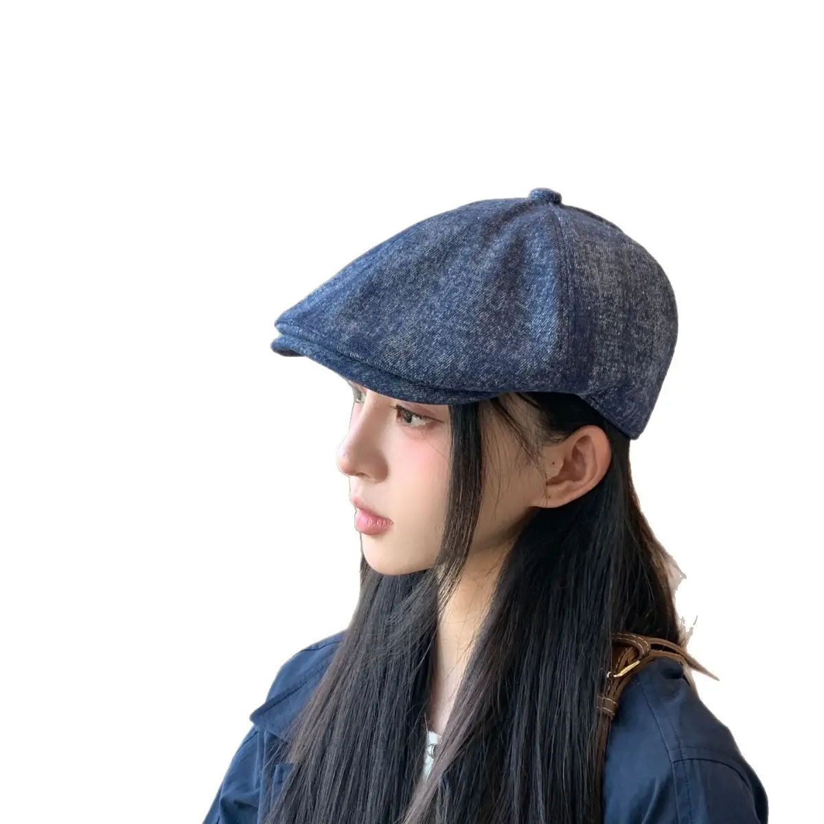Women Blue Wool Flat Cap Autumn Wear