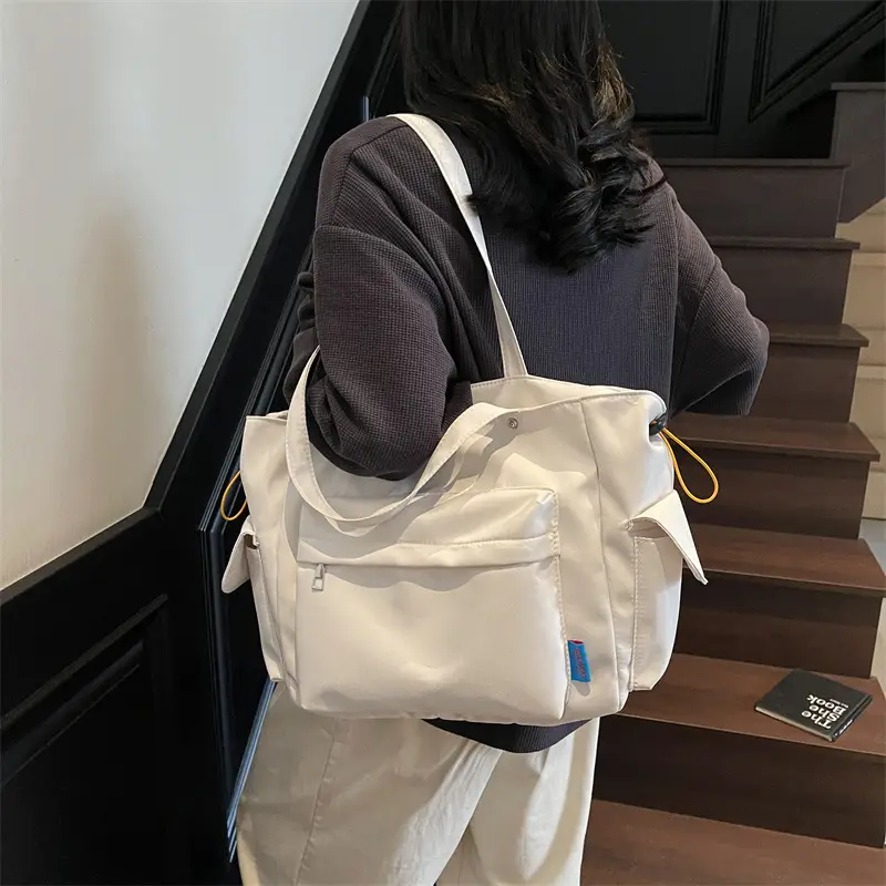 Large Capacity Tan Leather Tote Bag for Women - Image 7