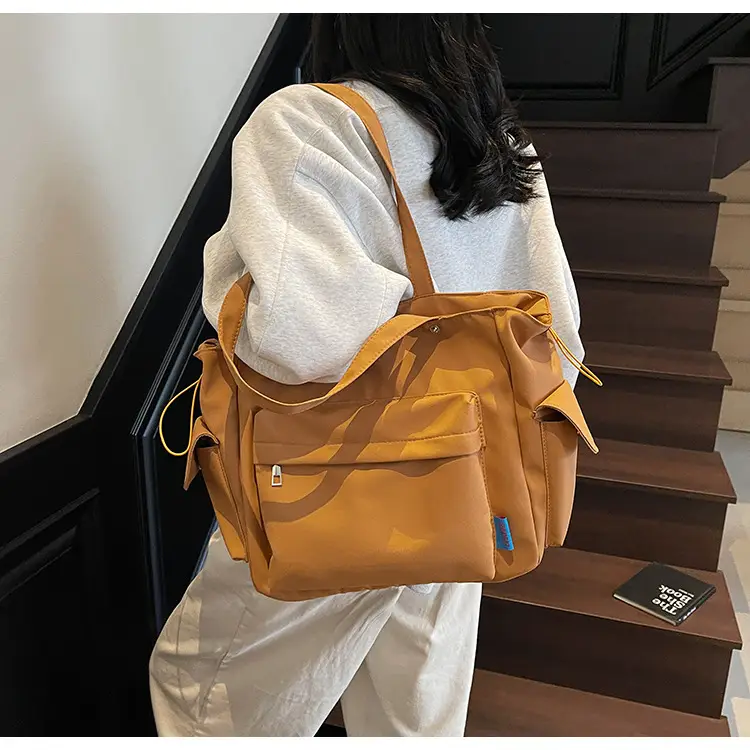Large Capacity Tan Leather Tote Bag for Women — feature 15