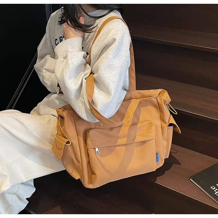 Large Capacity Tan Leather Tote Bag for Women — feature 17