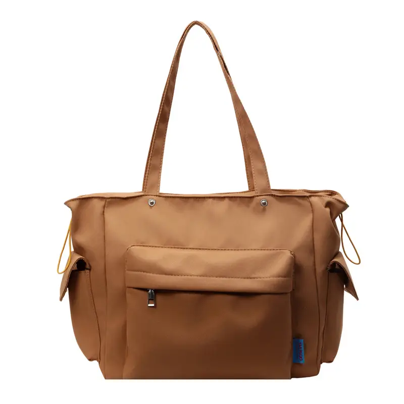 Large Capacity Tan Leather Tote Bag for Women - Image 2