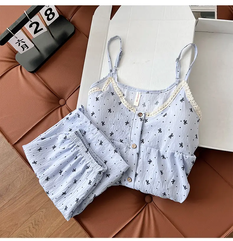 New Style Cloud Cotton Three-Piece Suspender Pajamas for Women, Summer Set with Chest Pads, Sweet and Cute Ladies' Home Wear, Dropshipping — feature 6