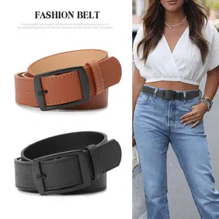 Women's Cross-Border Carved Belt with Stone Buckle Beige — feature 13