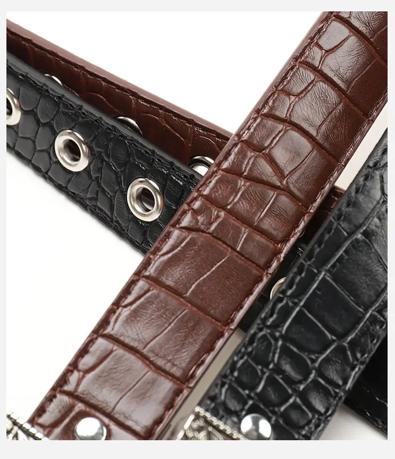 Women's Cross-Border Carved Belt with Stone Buckle Beige — feature 32