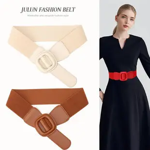 Women's Cross-Border Carved Belt with Stone Buckle Beige — feature 5