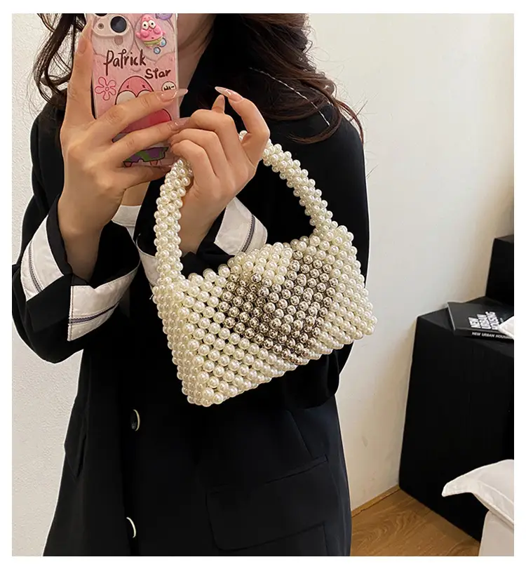 Handheld Pearl Beaded Bag for Women — feature 1