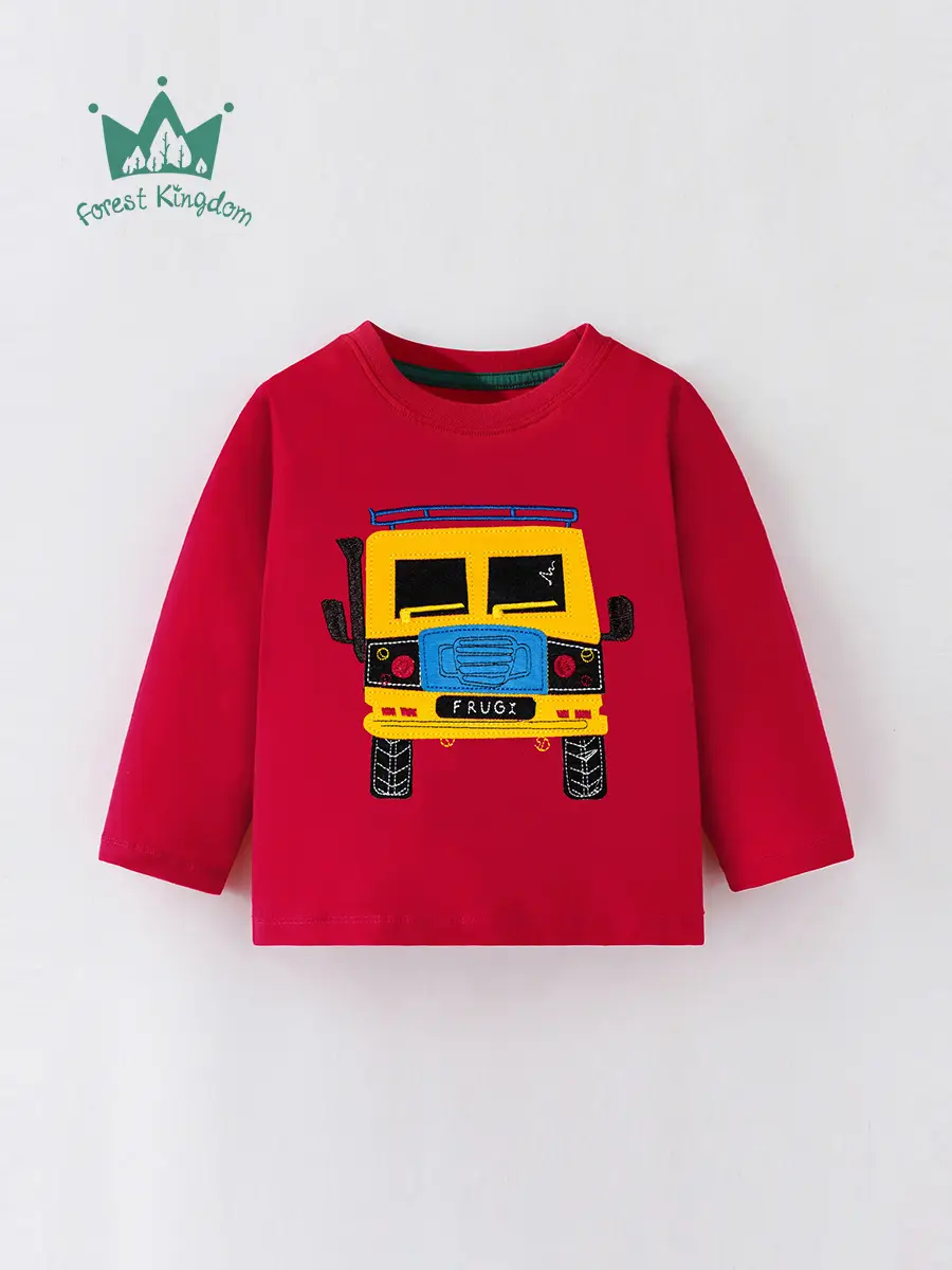 Red Cotton T-Shirt for Boys Long Sleeve 2025 - Image 2