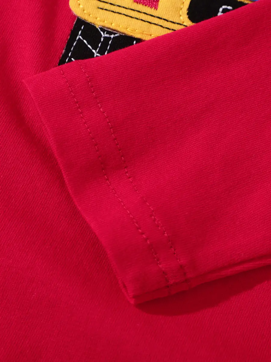 Red Cotton T-Shirt for Boys Long Sleeve 2025 - Image 5