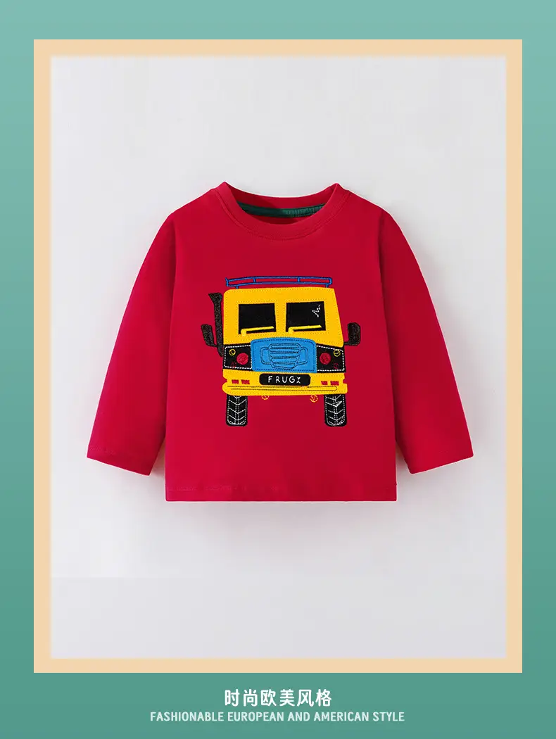 Red Cotton T-Shirt for Boys Long Sleeve 2025 — feature 2