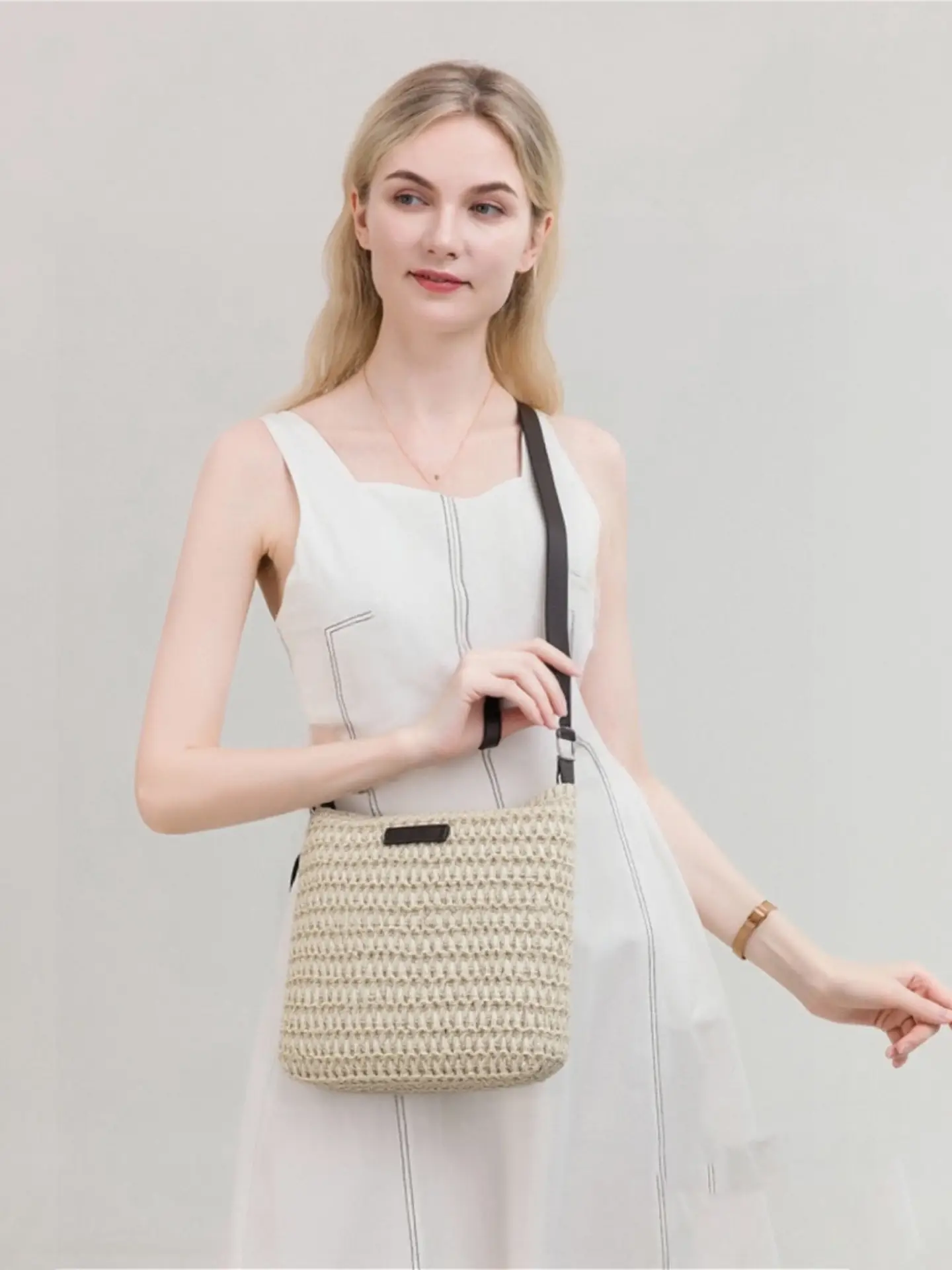 Hand-Woven Straw Crossbody Bag for Women — feature 1