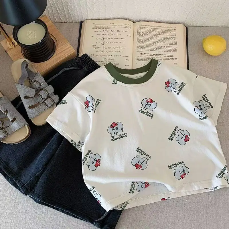 Kids Cotton T-Shirt with Cute Print Set