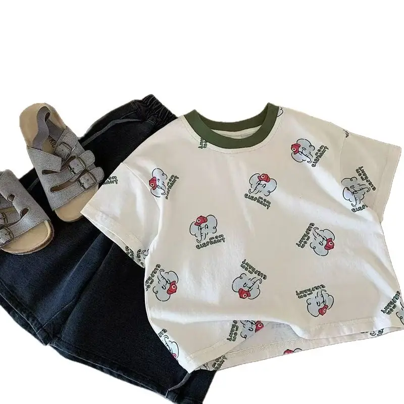 Kids Cotton T-Shirt with Cute Print Set