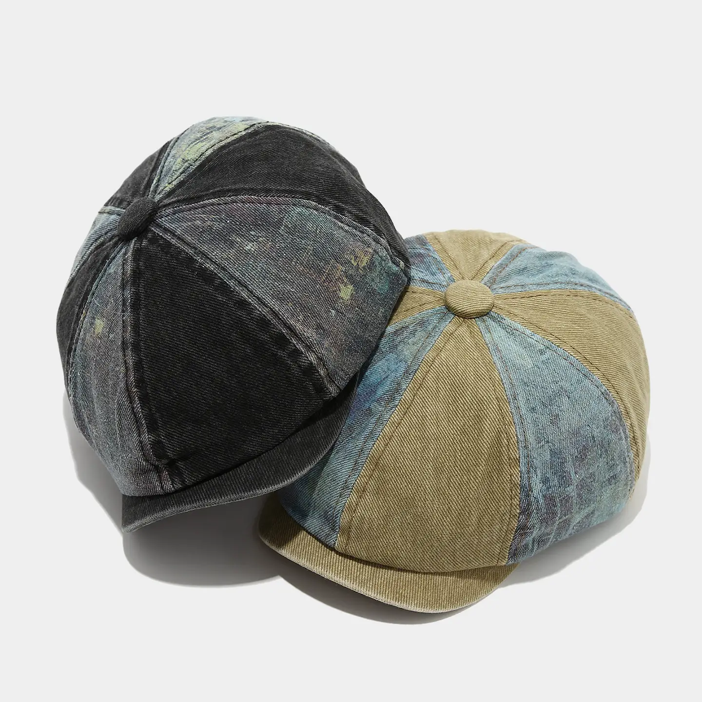 Men's Winter Peaked Cap Denim Patch Grey - Image 7