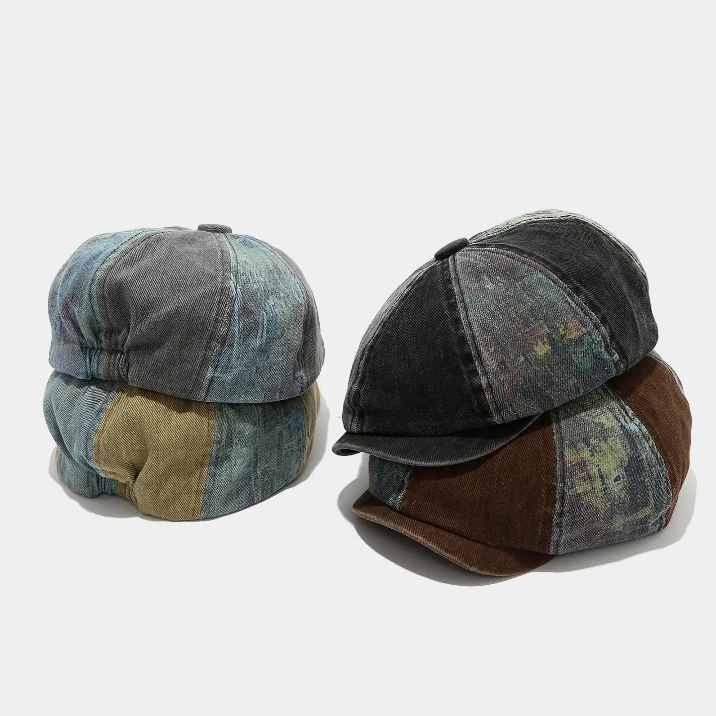 Men's Winter Peaked Cap Denim Patch Grey — feature 3