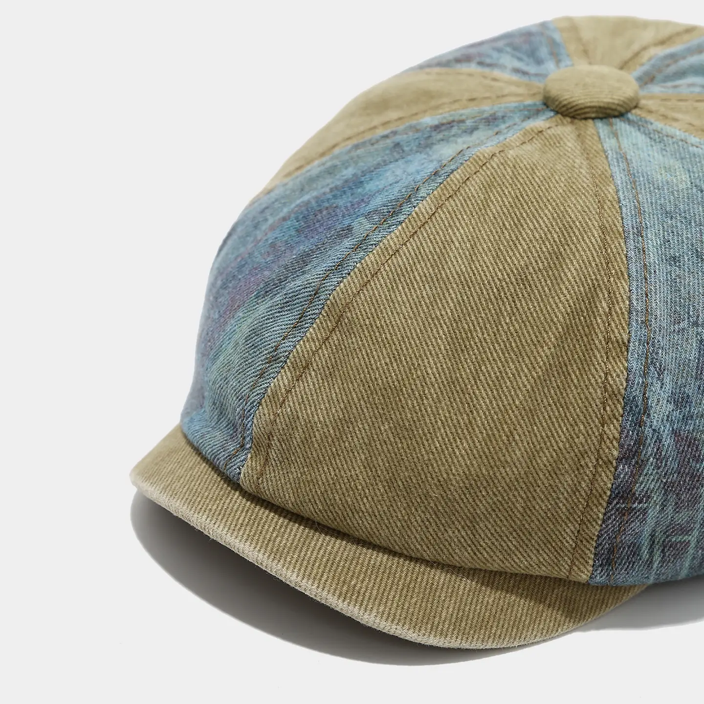 Men's Winter Peaked Cap Denim Patch Grey — feature 9