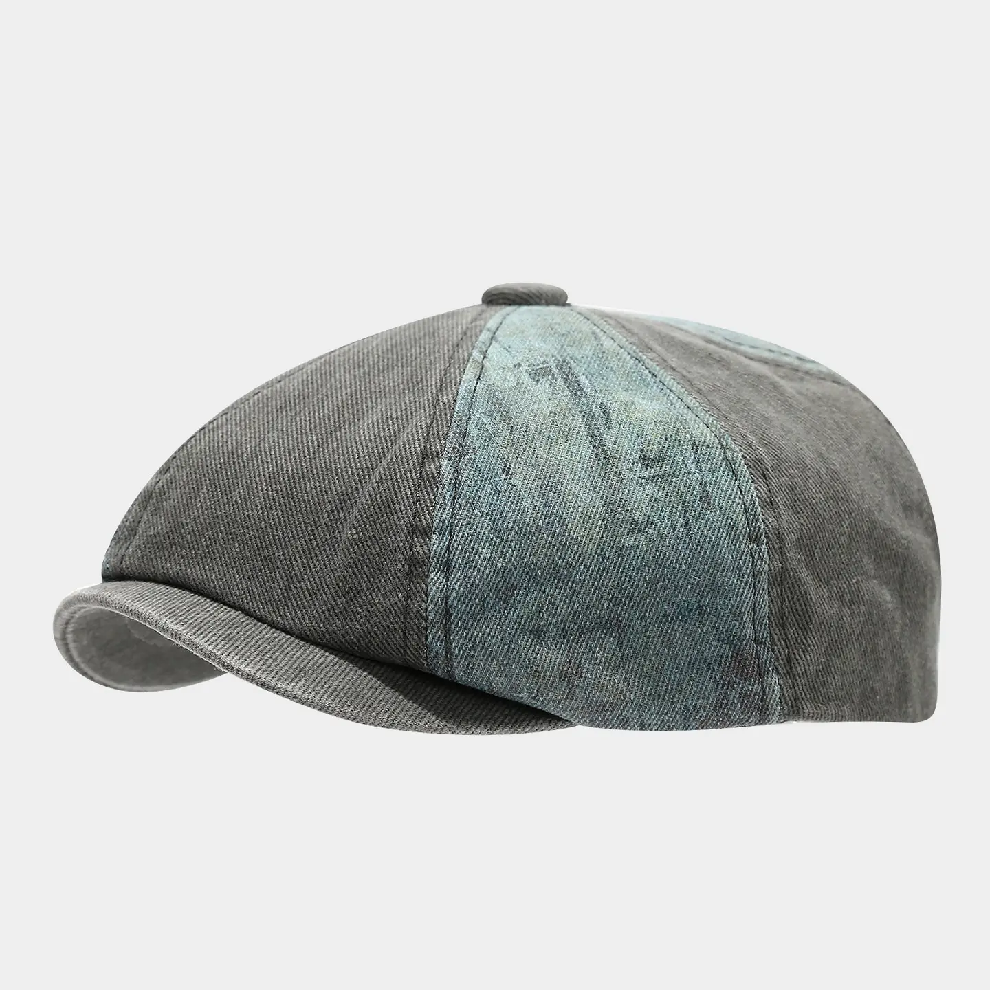 Men's Winter Peaked Cap Denim Patch Grey - Image 2