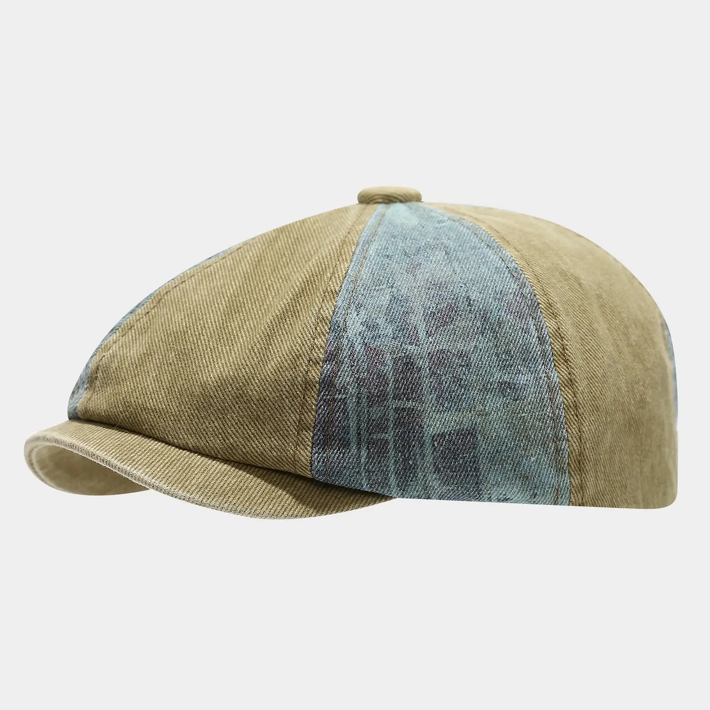 Men's Winter Peaked Cap Denim Patch Grey - Image 3