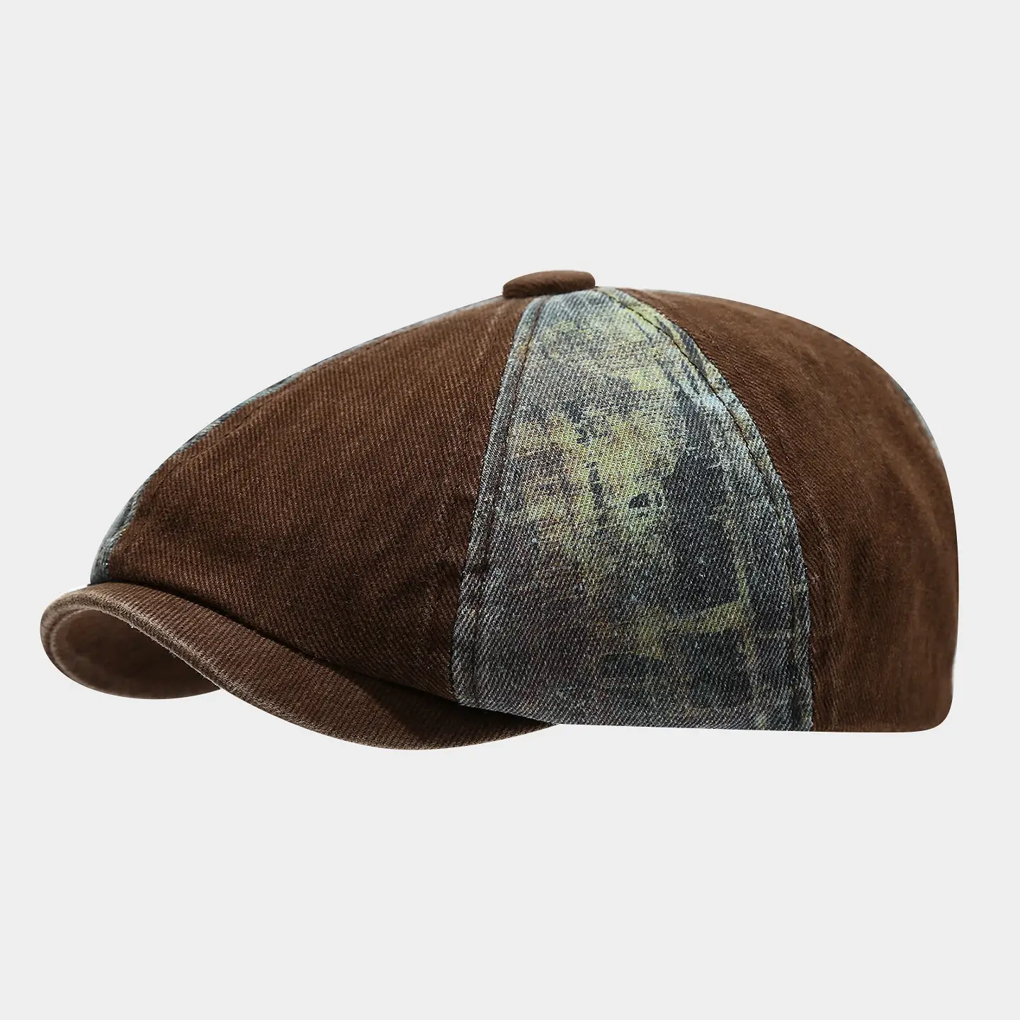 Men's Winter Peaked Cap Denim Patch Grey - Image 4
