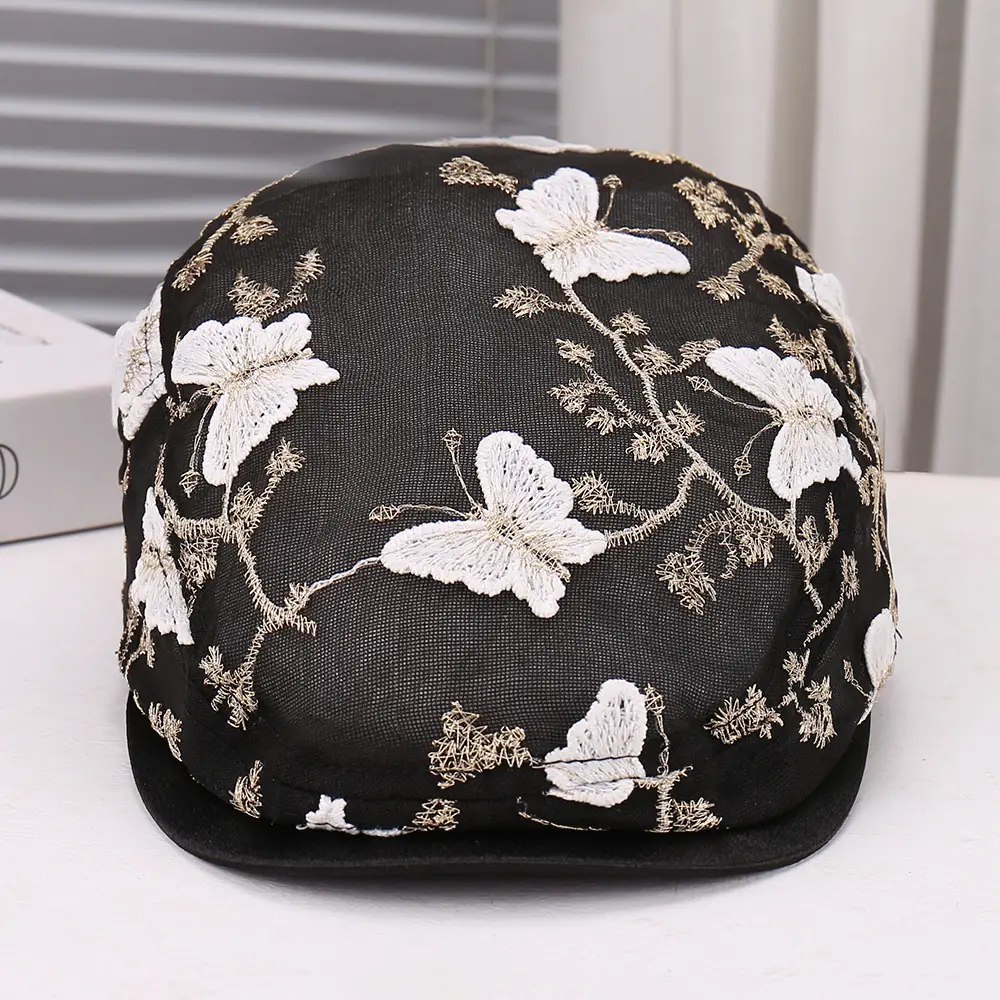 2025 New Butterfly Printed Mesh Cap Black White