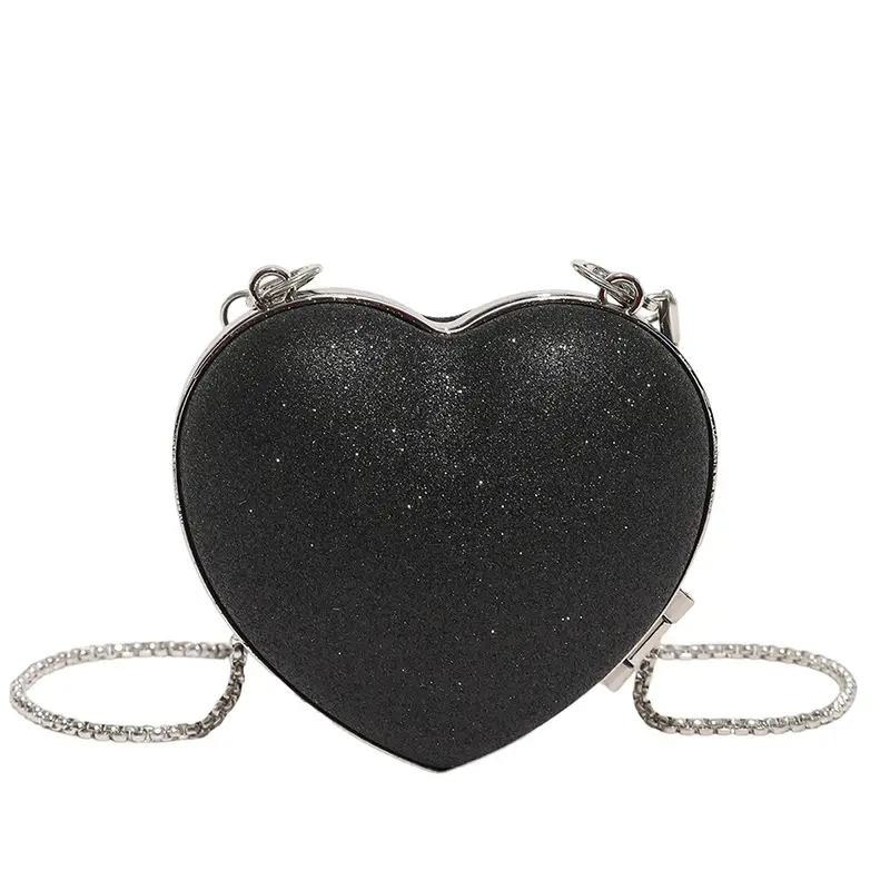 Heart-Shaped Diamond Chain Crossbody Bag Pink