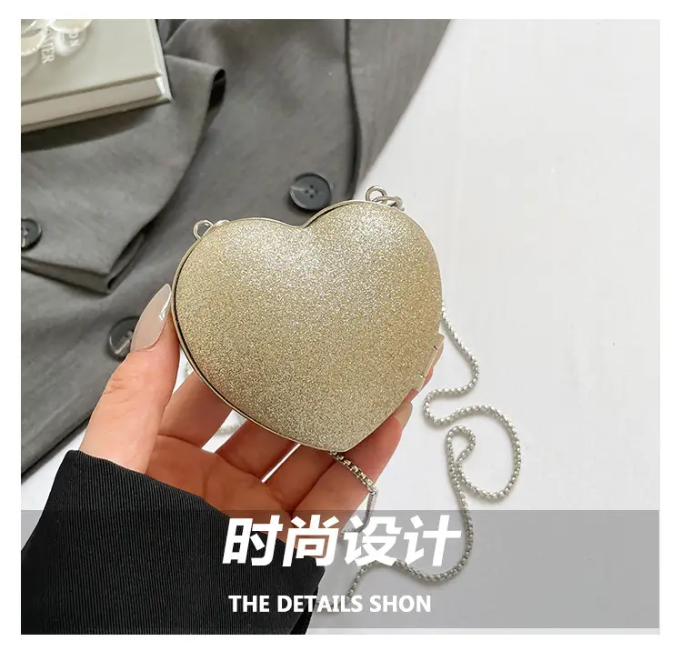 Heart-Shaped Diamond Chain Crossbody Bag Pink — feature 4