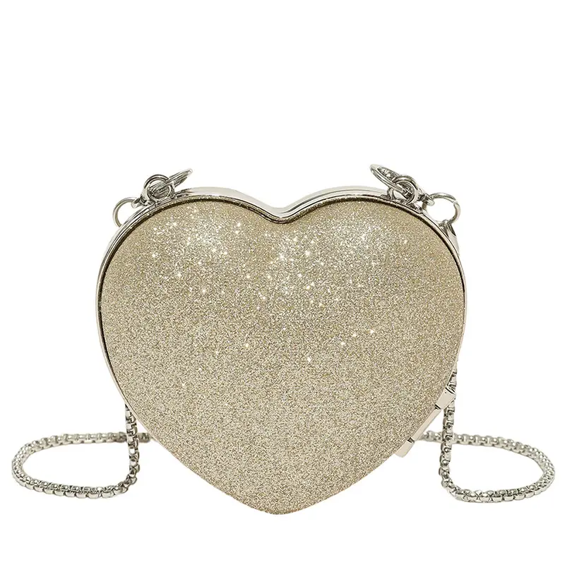 Heart-Shaped Diamond Chain Crossbody Bag Pink